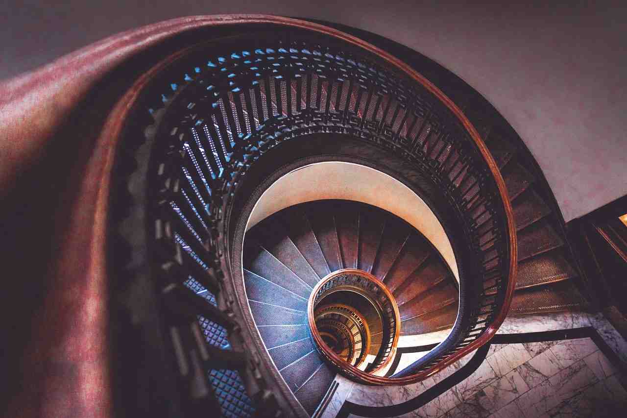 escaliers, spirale, escalier